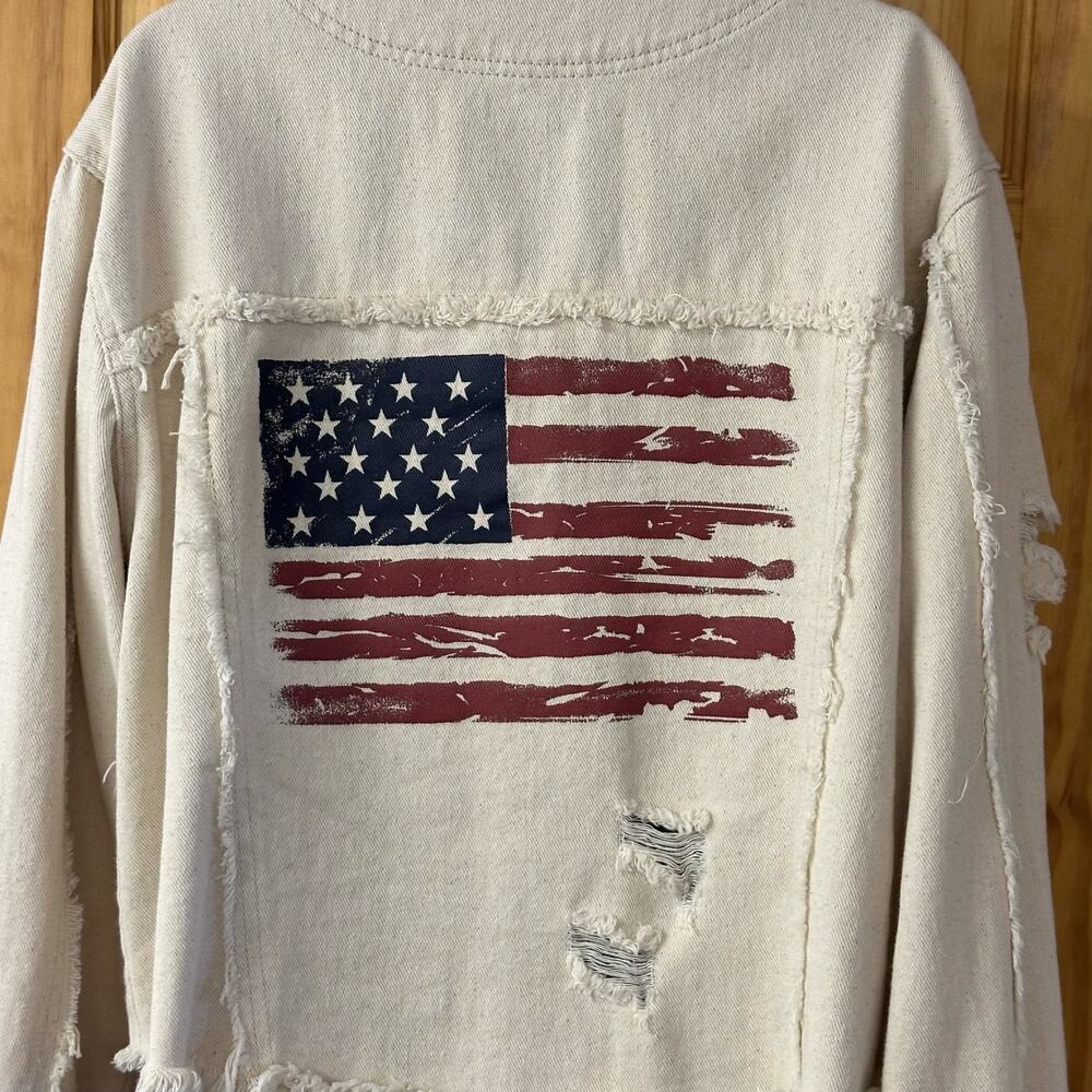 POL, Women’s Long Sleeve Sz M Long Sleeve Jacket With American Flag On The Back - Picture 12 of 15